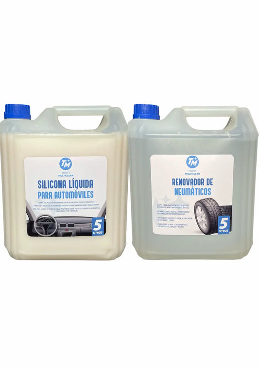 Pack Silicona Líquida y Renovador de Neumáticos 5L