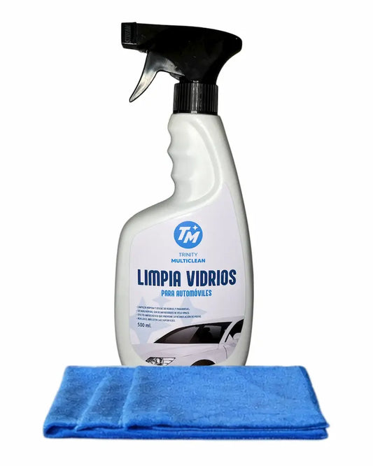 Pack Limpia vidrios 500 ml + 3 paños de microfibra 40x40 cm